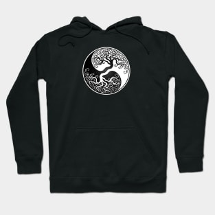 White and Black Tree of Life Yin Yang Hoodie